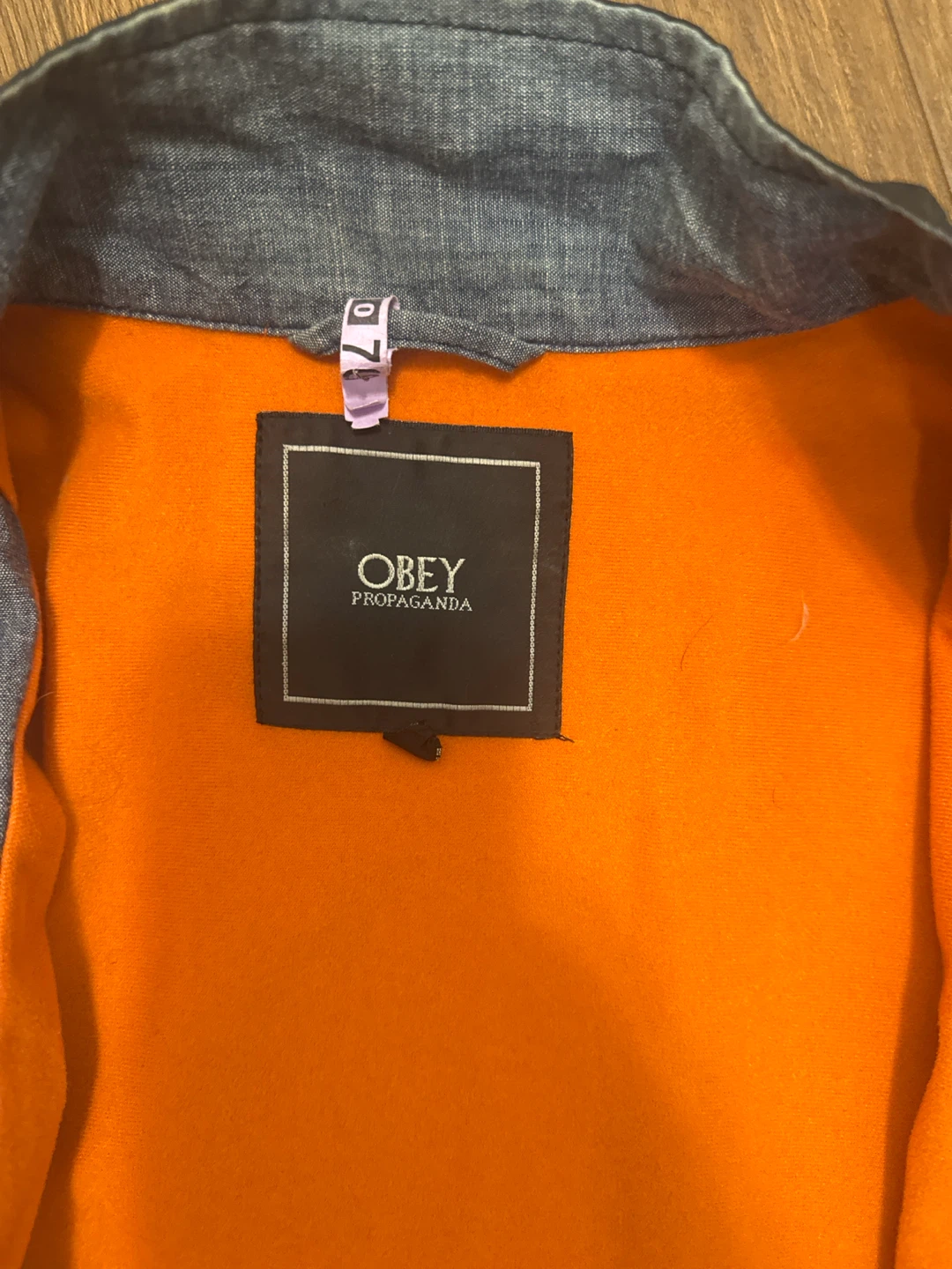 OBEY Propaganda Black Bomber Jacket with Orange Lining - photo 2