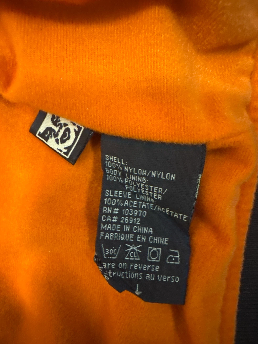 OBEY Propaganda Black Bomber Jacket with Orange Lining - photo 3