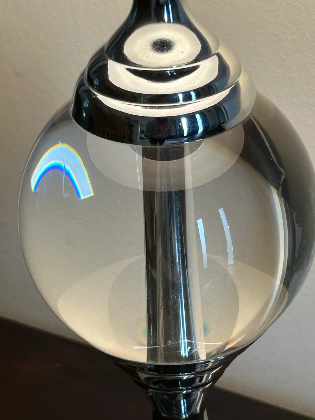 Red Lampshade Table Lamp with Clear Glass Accent - photo 2