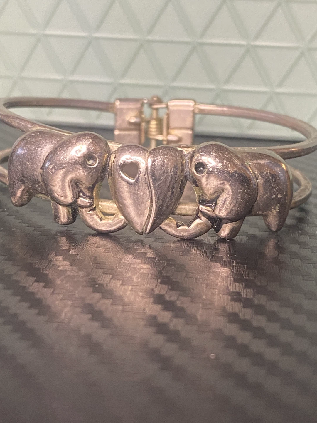Sterling Silver Elephant Heart Bangle Bracelet - photo 2