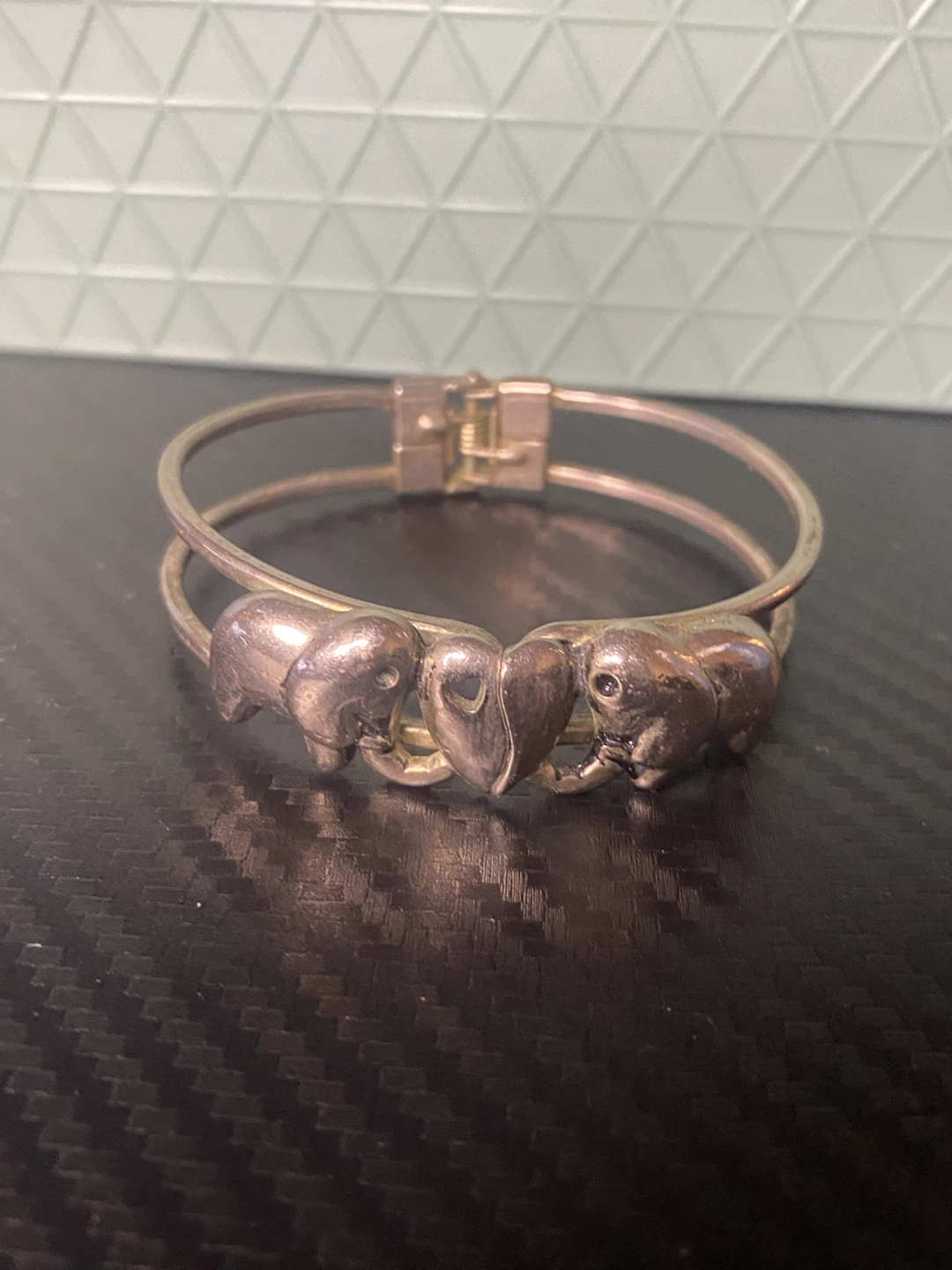 Sterling Silver Elephant Heart Bangle Bracelet - photo 3