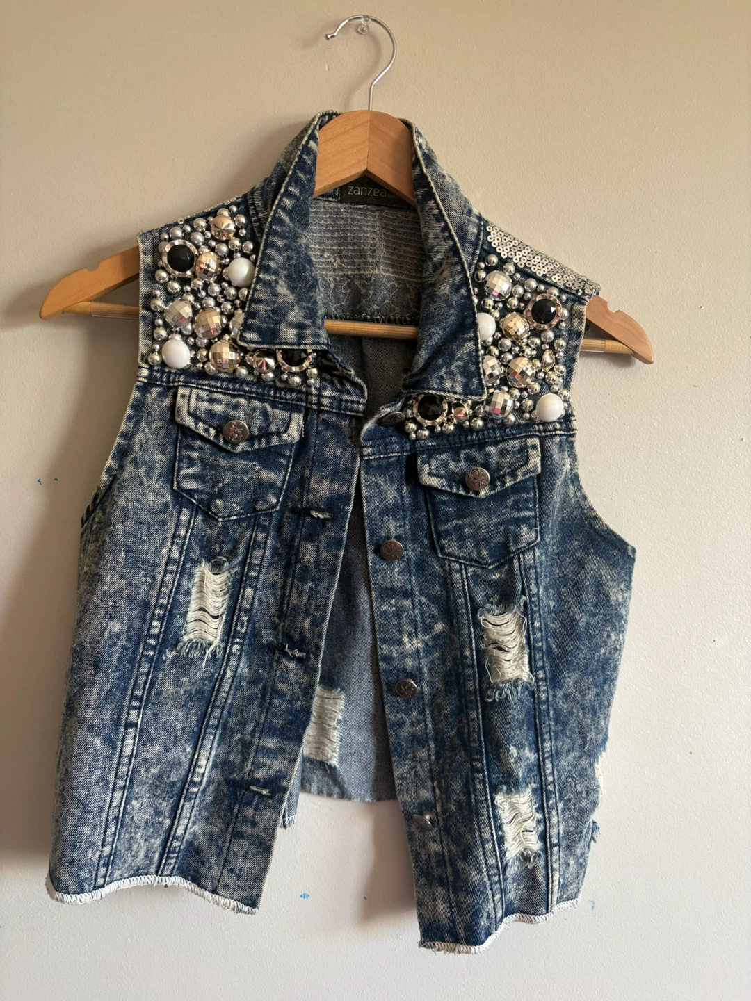 Zanzea Embellished Denim Vest - photo 2