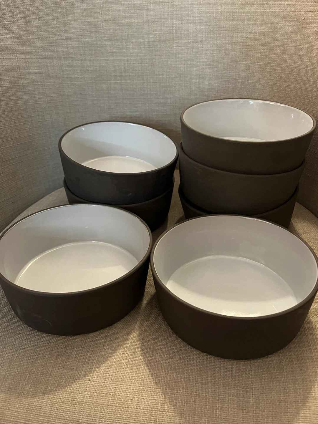 CB2 Grey 6”Soup Bowls (Set of 7)