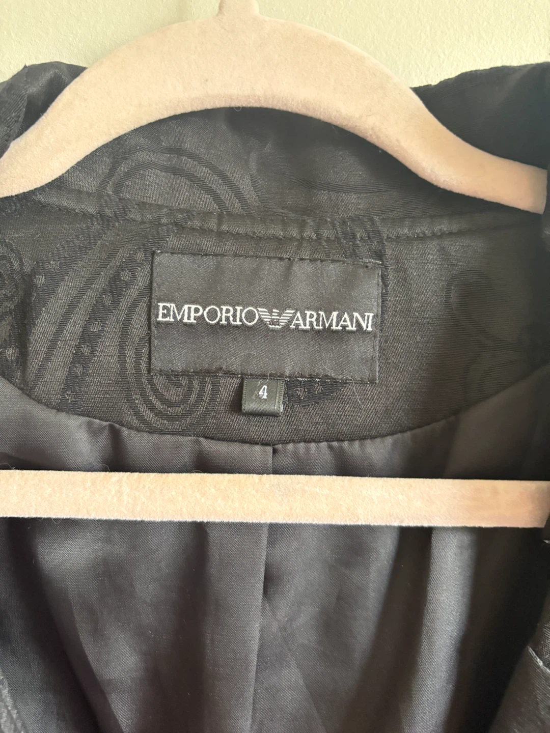 Emporio Armani Black Floral Print Trench Coat Size 4 - photo 2