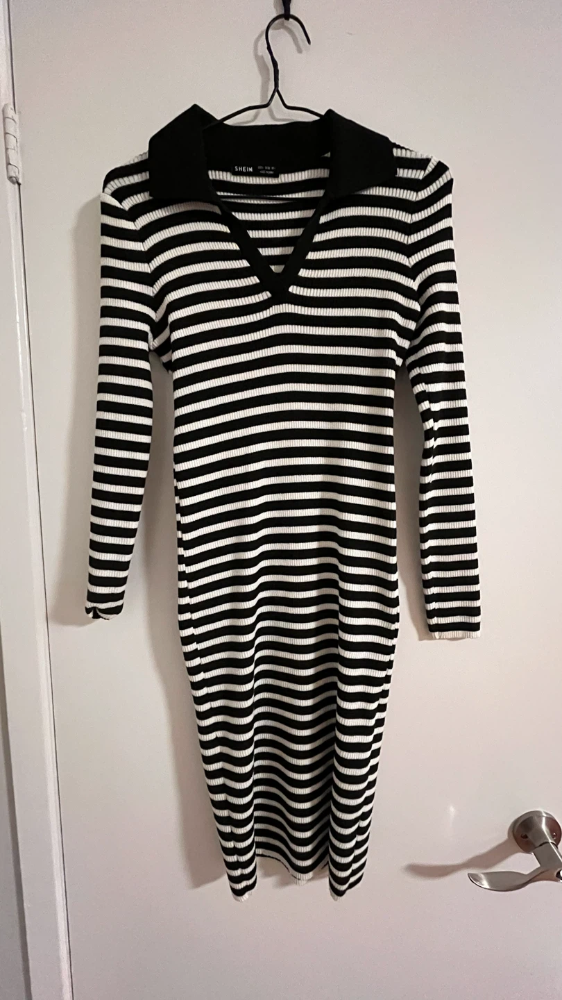 SHEIN Striped Collared Knit Dress - Size S