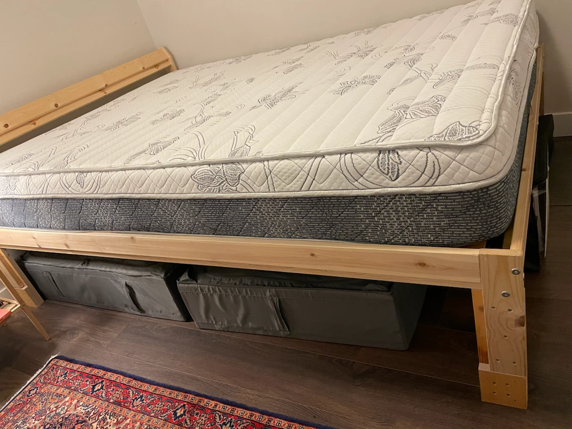 Mattress, Full Bed Frame & Nightstand