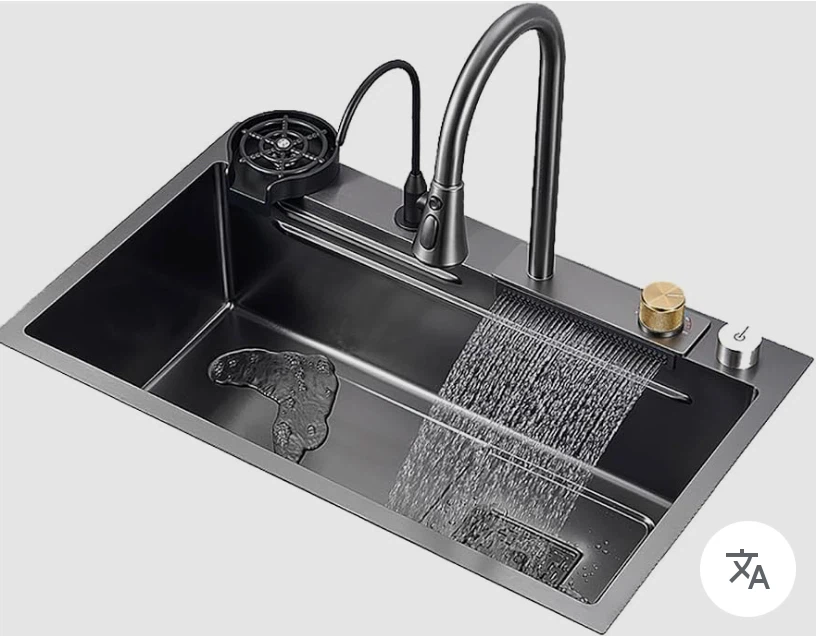 Stainless Steel Kitchen Sink with Faucet and Rinser