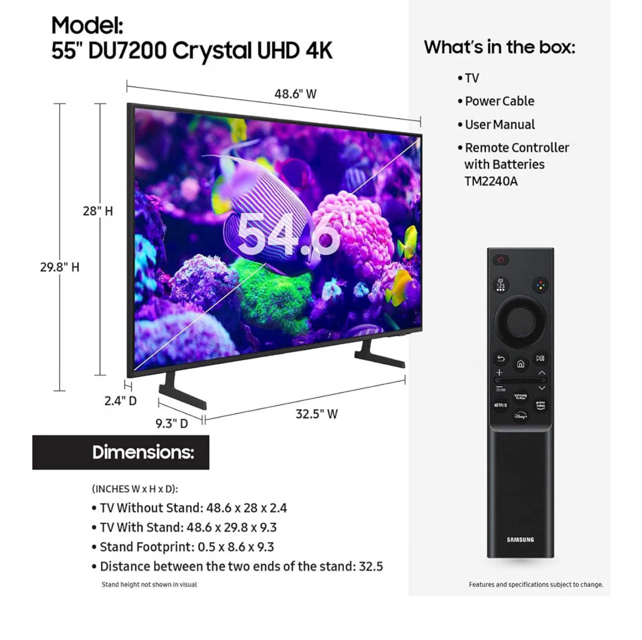 Samsung 55” Crystal UHD 4K Smart TV (DU7200 Series) - photo 2