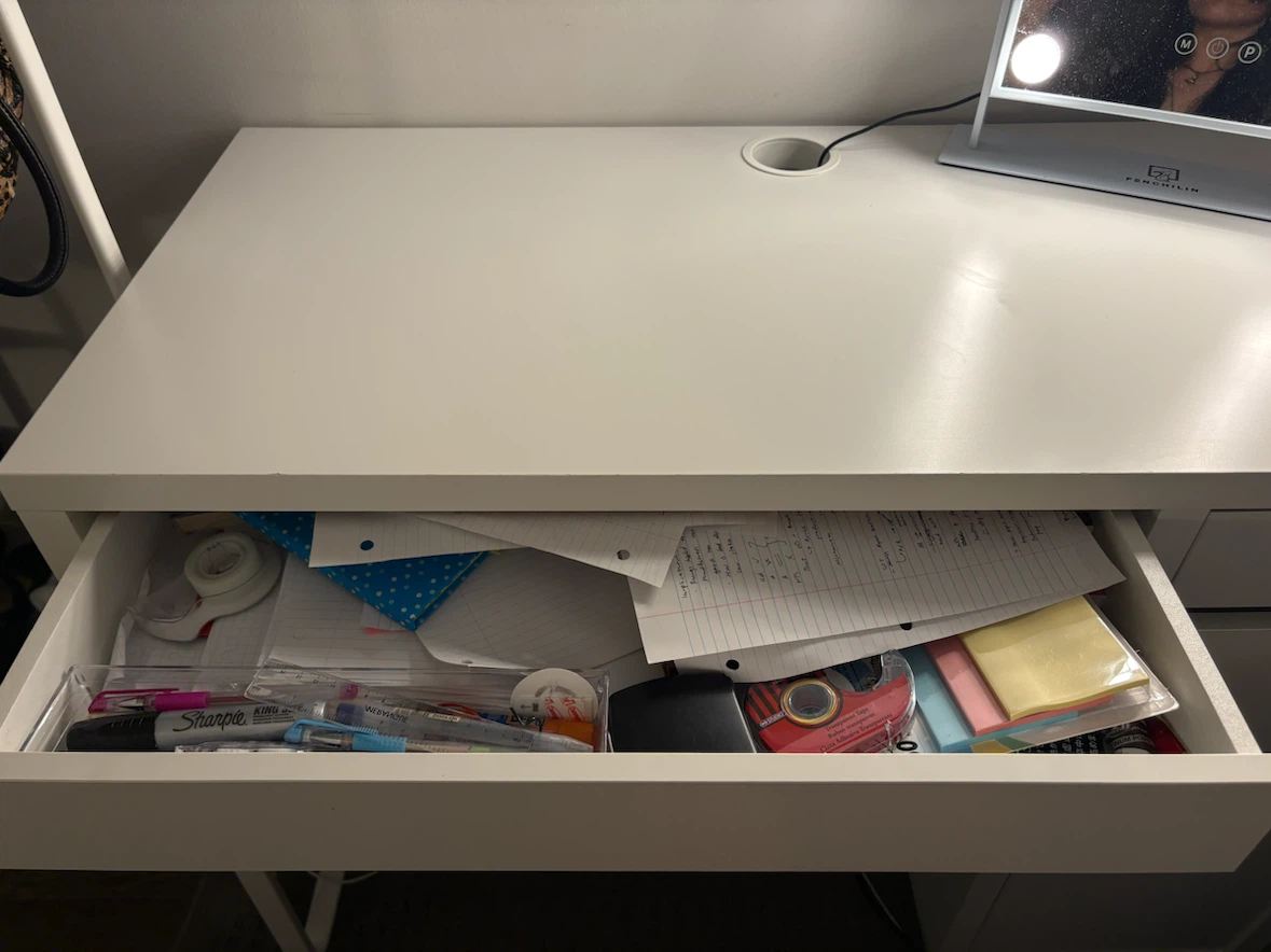 White IKEA Desk with Drawer and Cabinet (MICKE) - photo 4