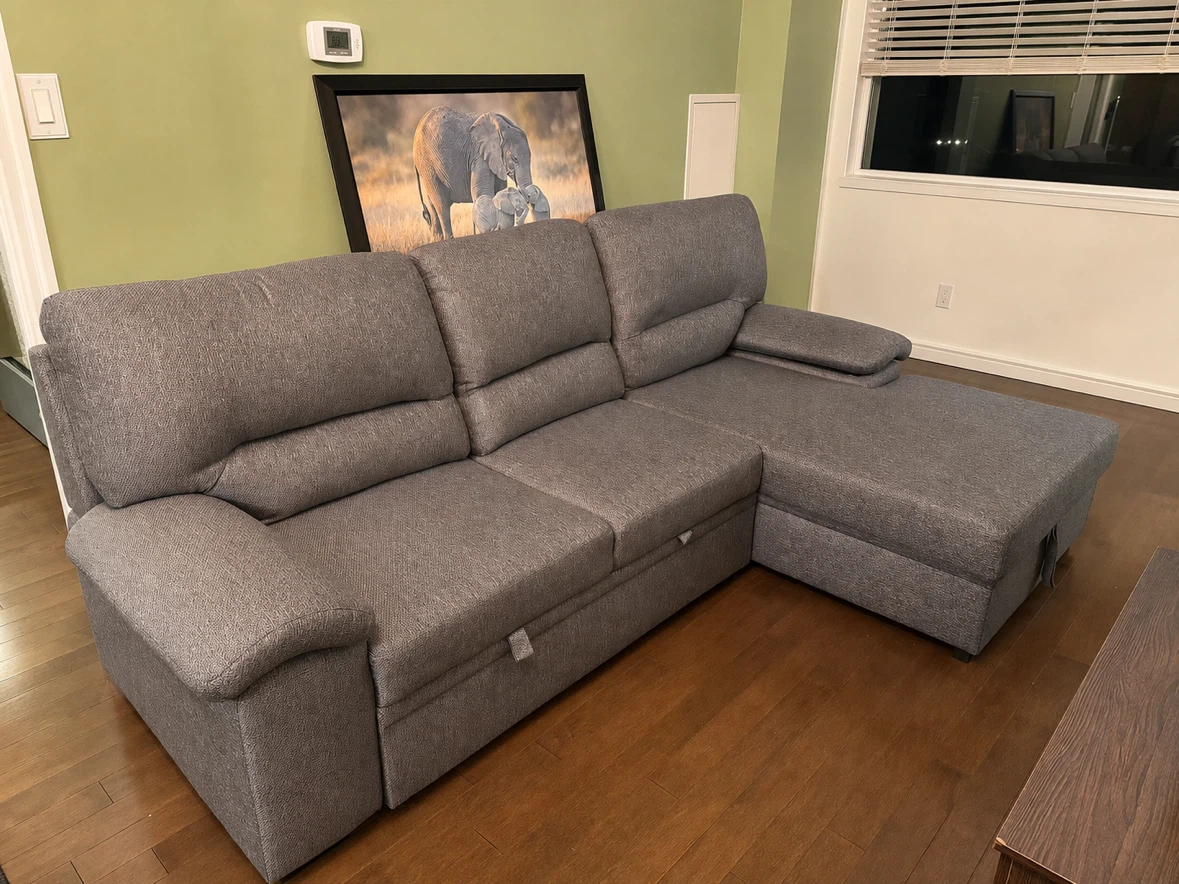 Grey Sectional Sofa with Storage & Bed - photo 2