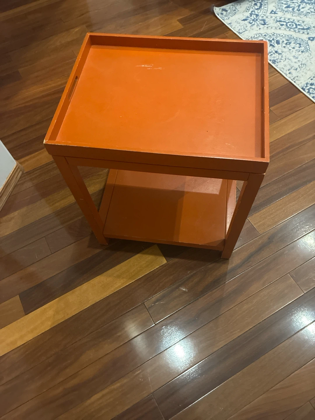 Orange Accent Table with Shelf