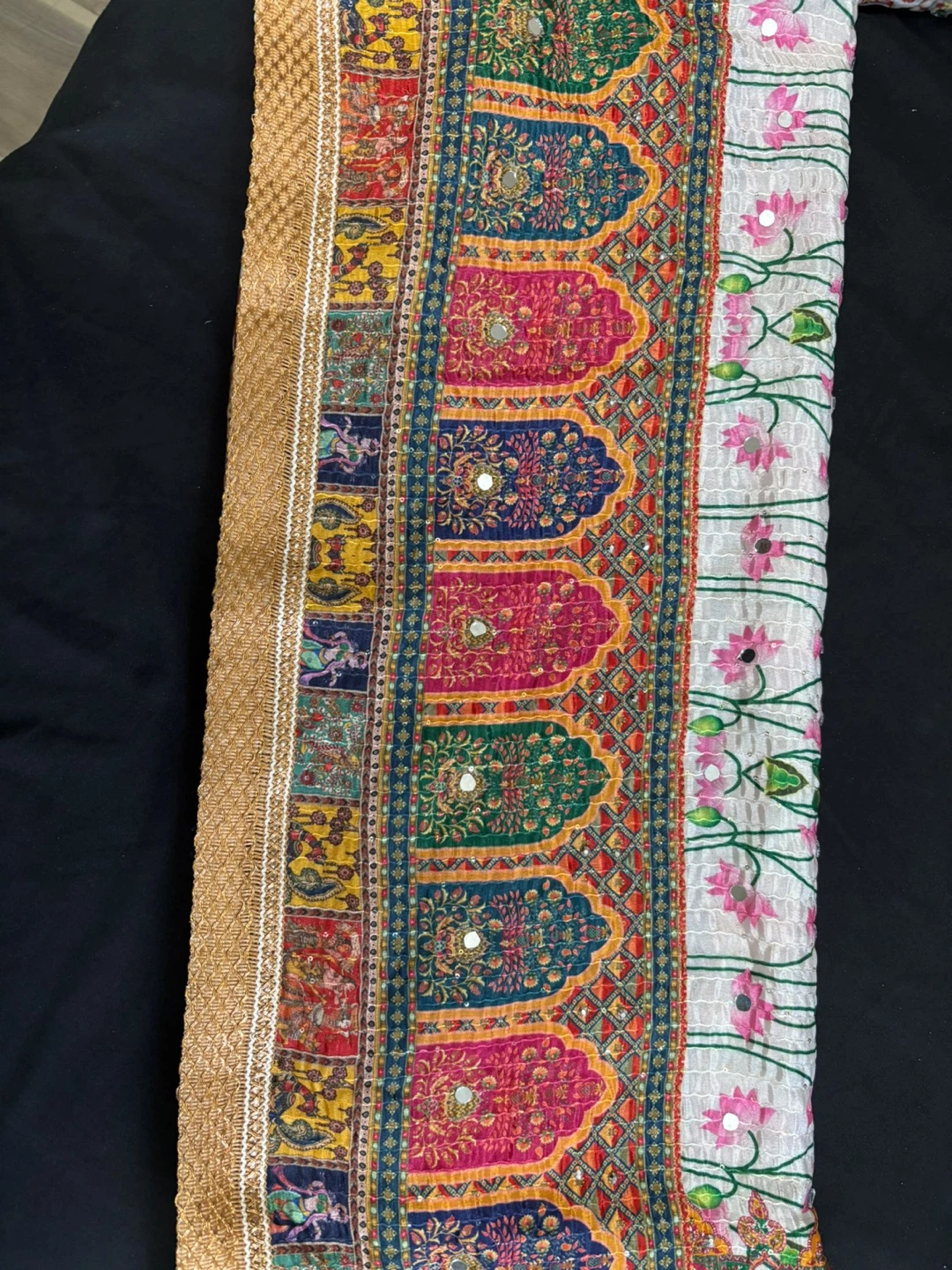 Embroidered Shawl / Duptta with Mirror Work - photo 2