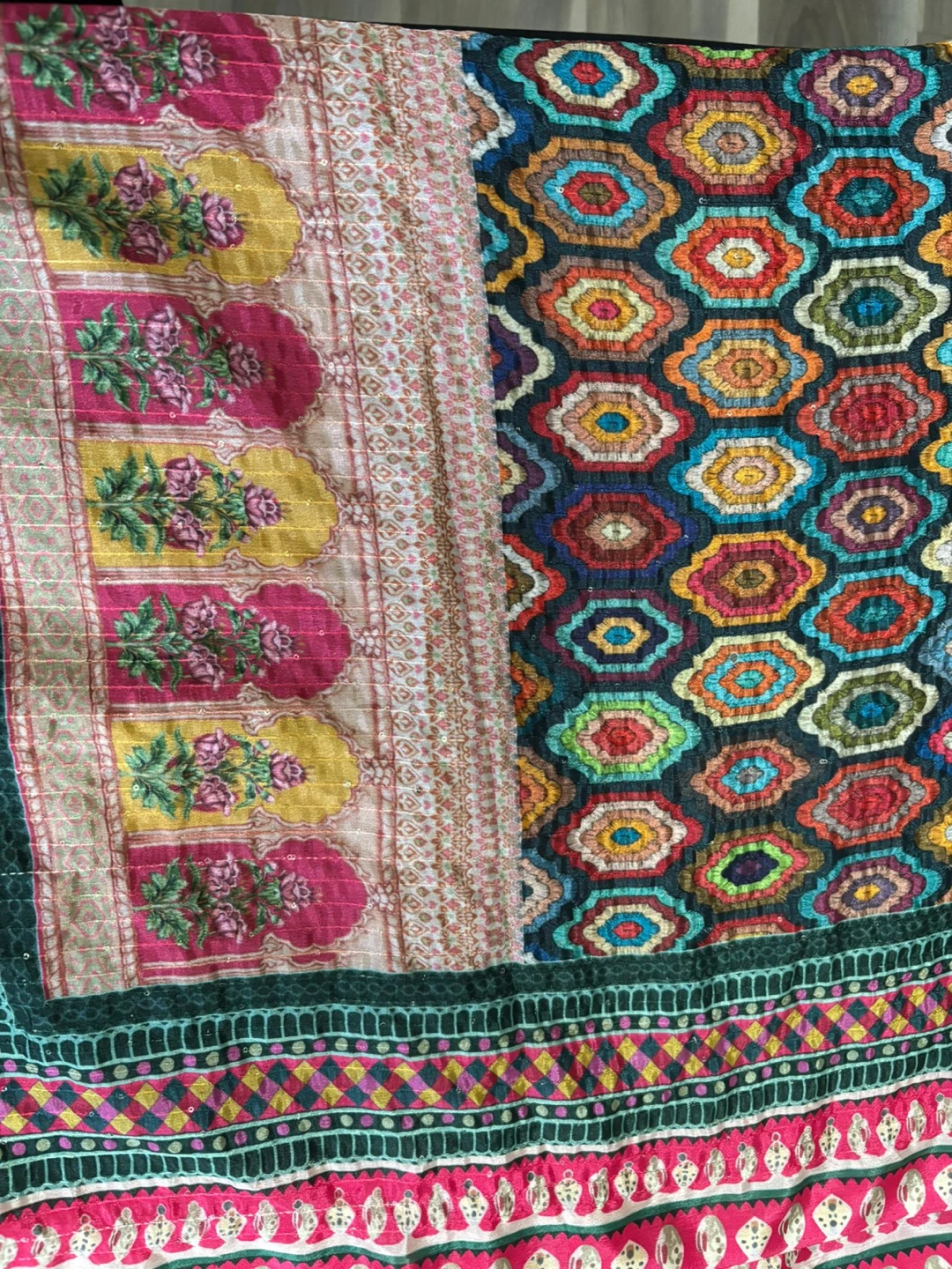 Embroidered Shawl / Duptta with Mirror Work - photo 3