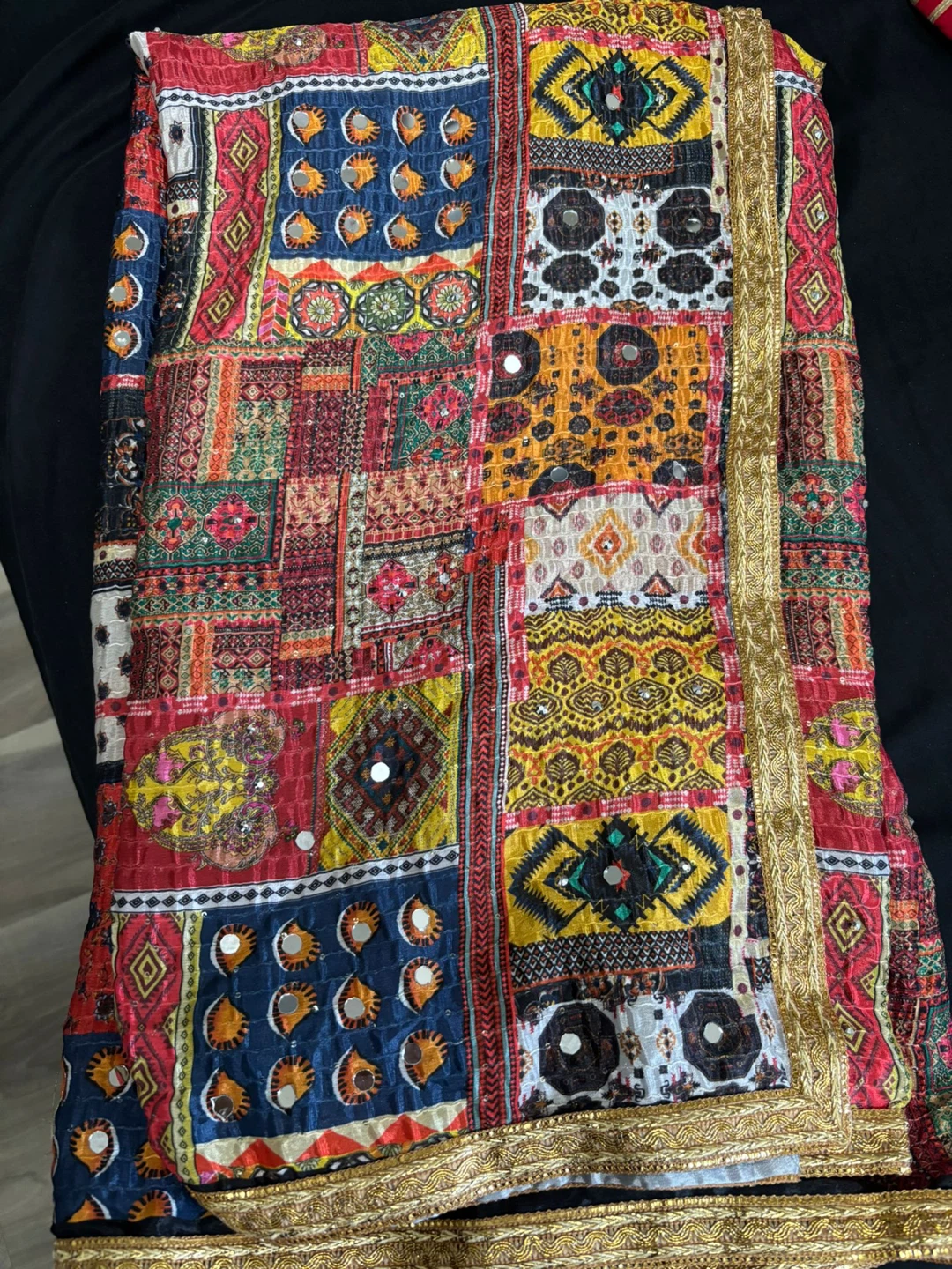 Embroidered Shawl / Duptta with Mirror Work - photo 4