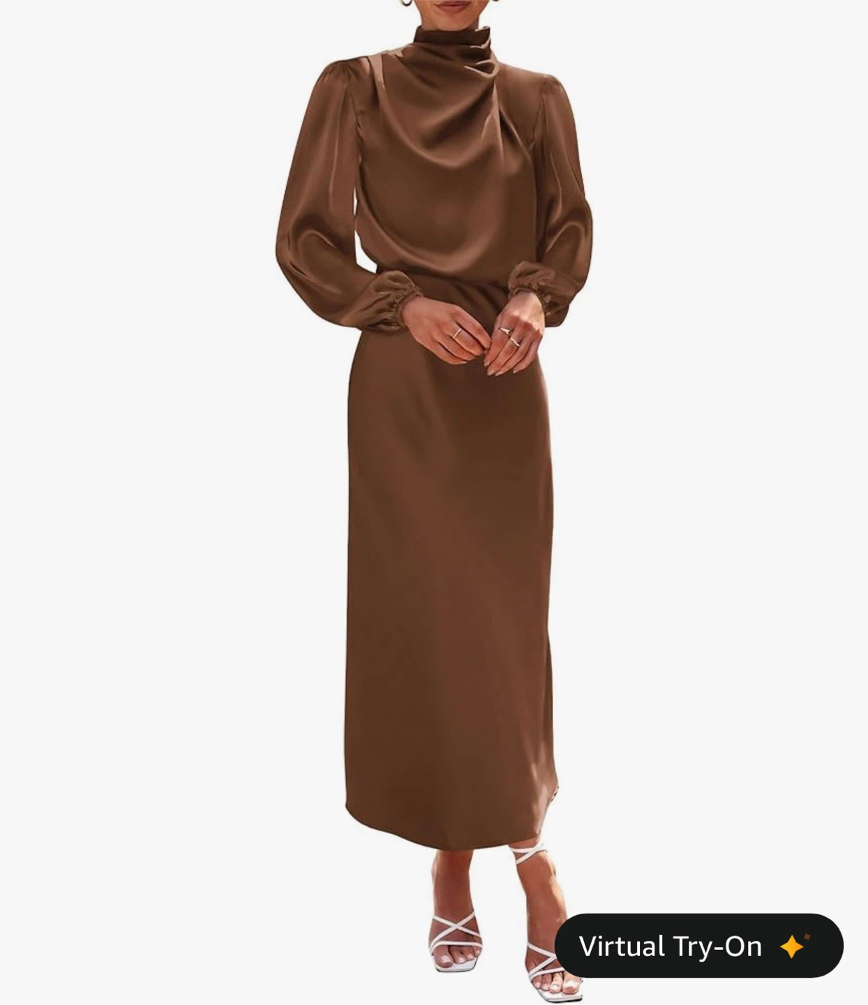 Womens Mock Neck Satin Dress Summer