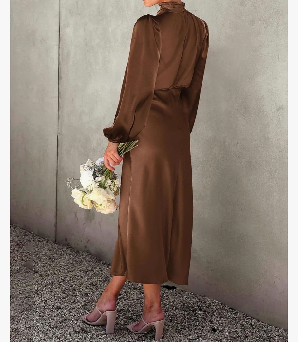 Womens Mock Neck Satin Dress Summer - photo 3
