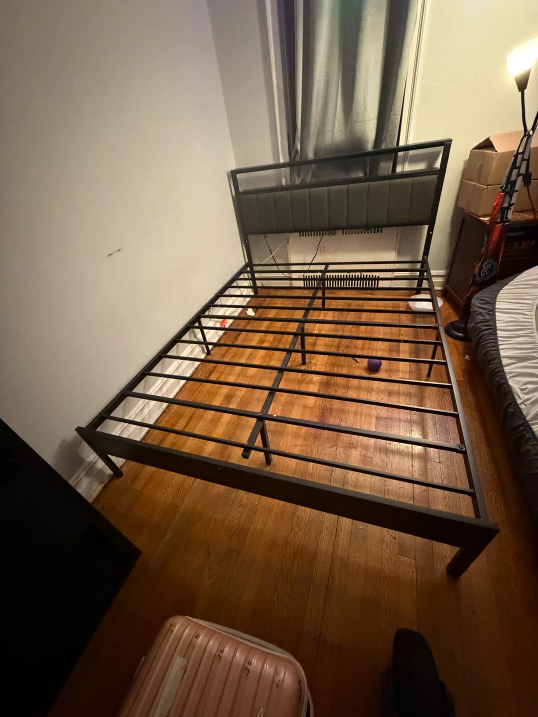 Metal Bed Frame with Upholstered Headboard