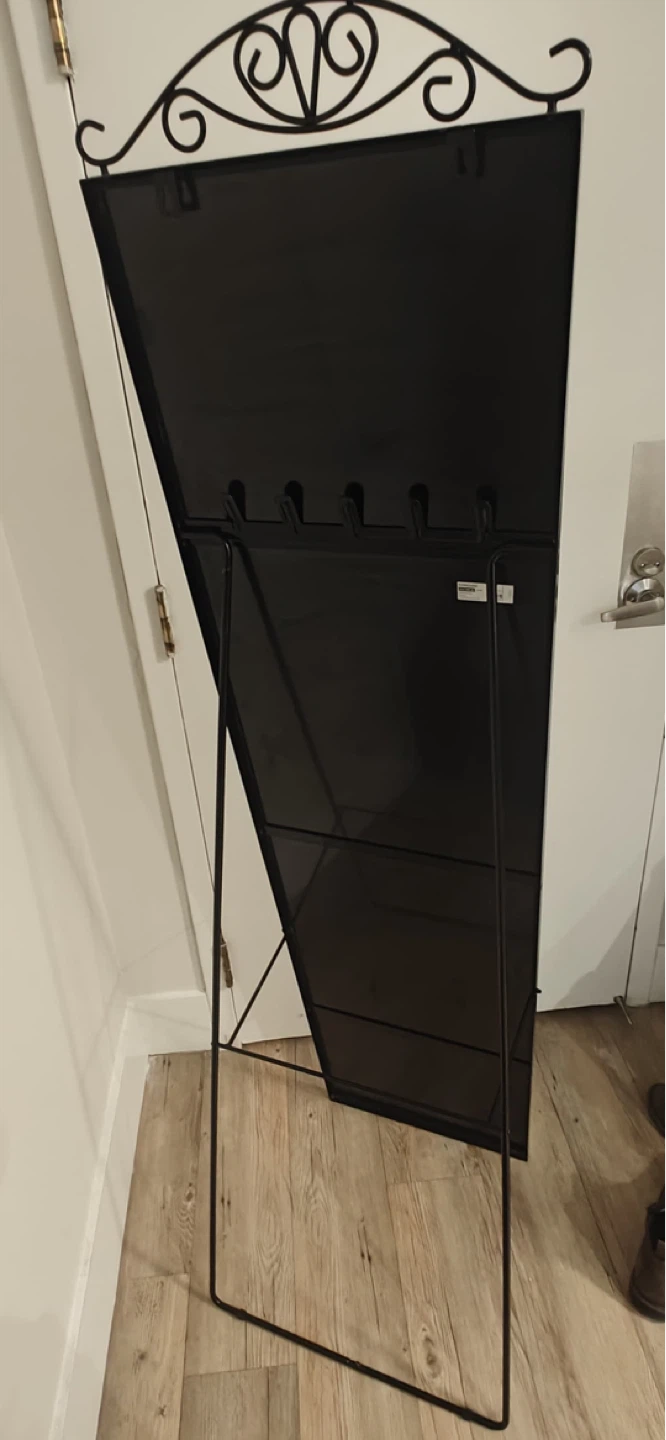 Full Length Standing Mirror with Ornate Black Metal Frame - photo 2