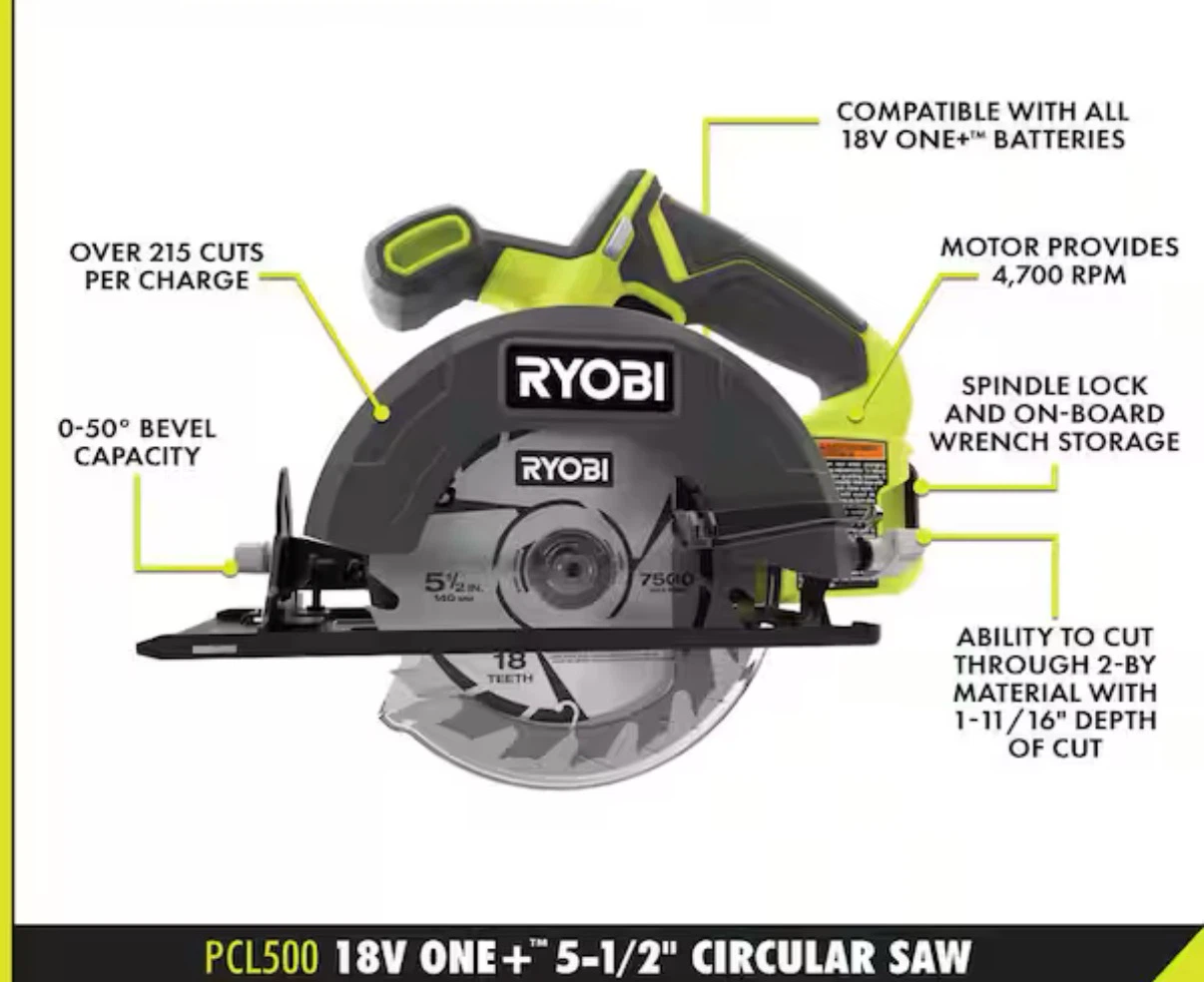 Ryobi PCL500 18V ONE+ 5-1/2" Circular Saw
