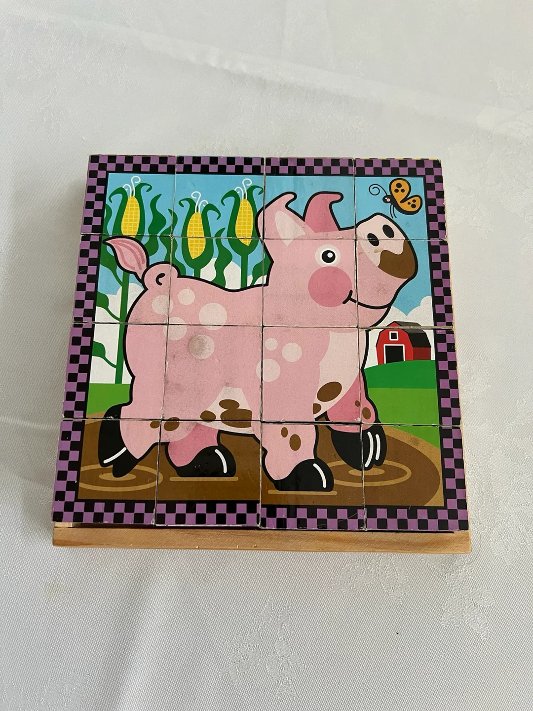 Melissa & Doug Wooden Puzzle Blocks Farm Animals