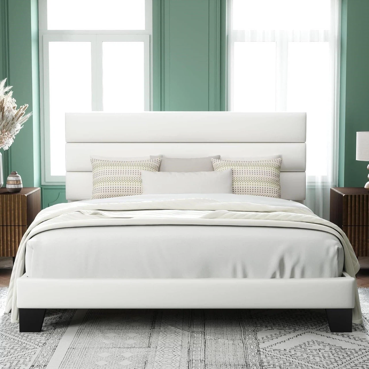King Size White Velvet Bed Frame
