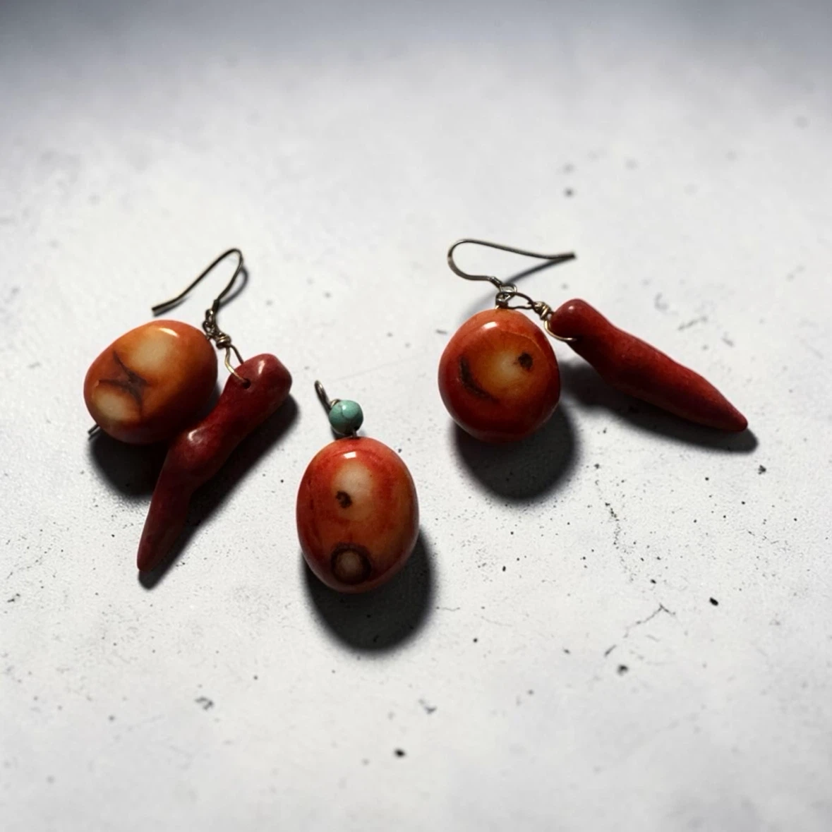 Vintage Red Coral Dangle earrings