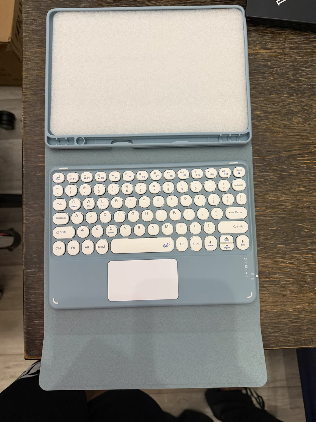 Light Blue Wireless Keyboard with Trackpad Folio