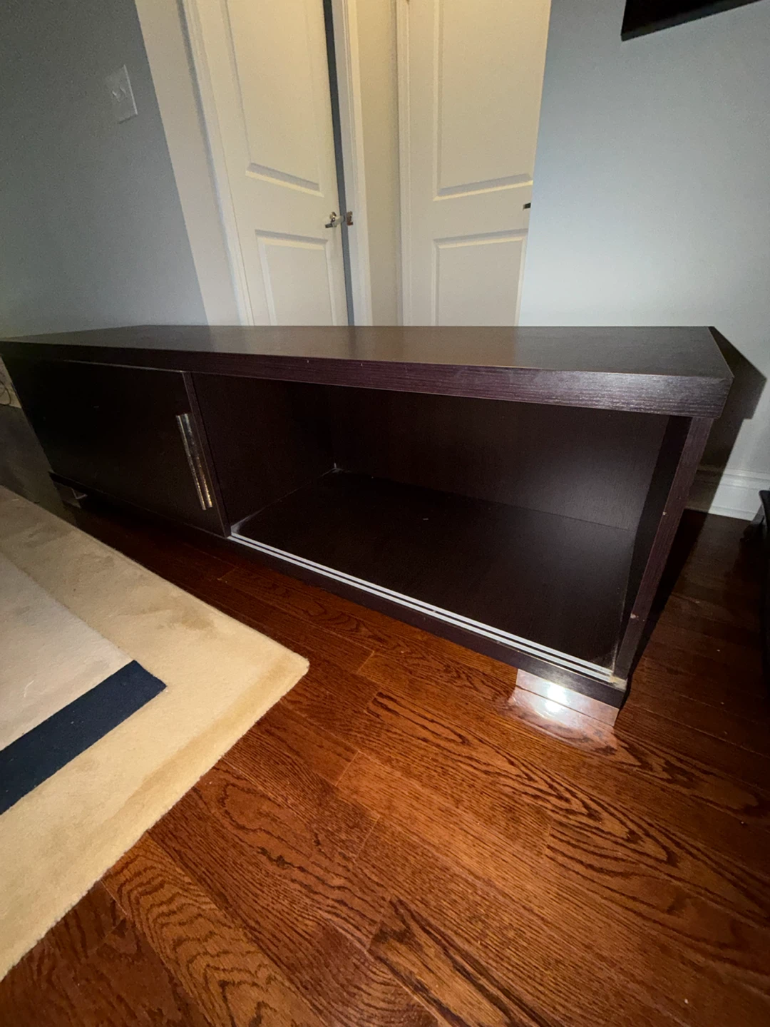 TV Stand with sliding glass and wood doors - photo 3