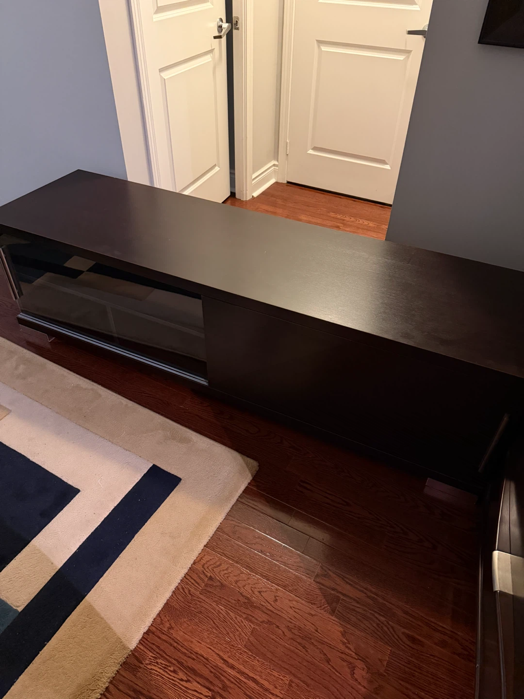 TV Stand with sliding glass and wood doors - photo 4