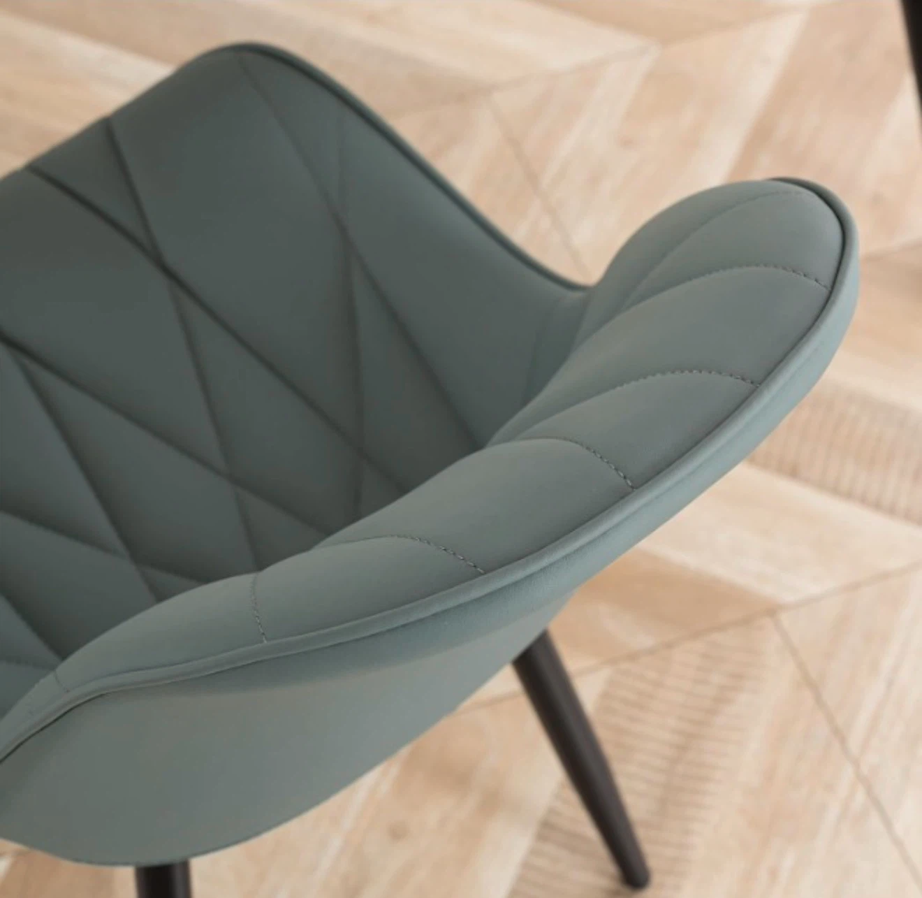 Set of 2 Grey/Green Dining Chairs