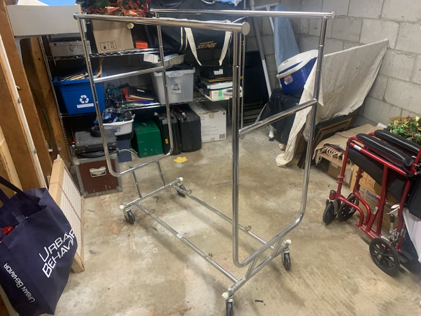 Chrome Double Rail Garment Rack with Wheels - photo 2