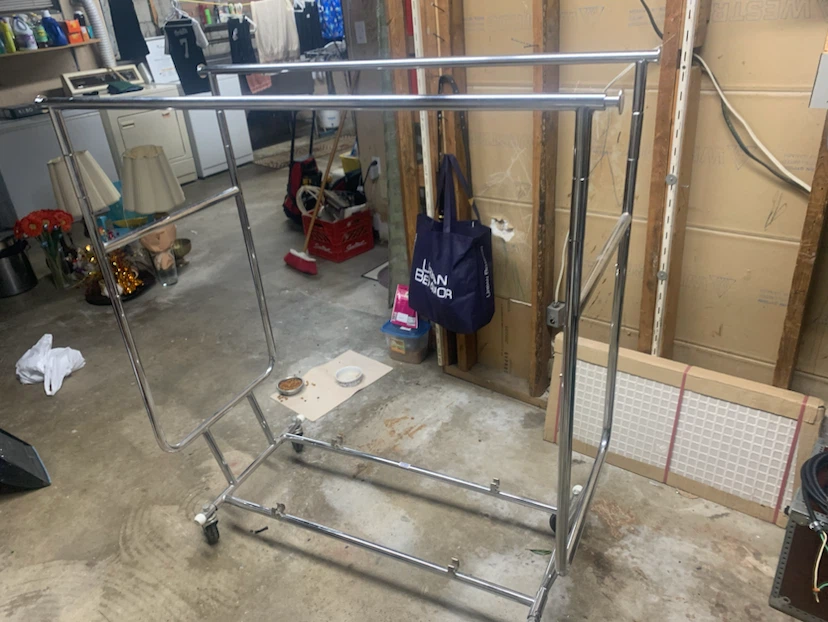 Chrome Double Rail Garment Rack with Wheels - photo 3