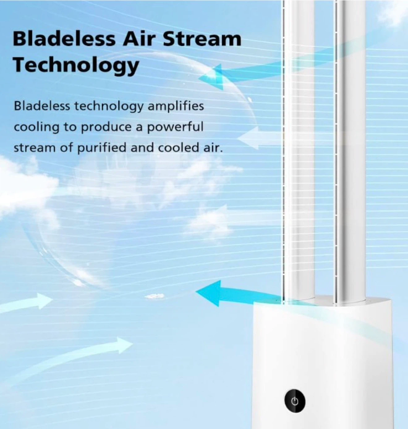 ULTTY Bladeless Oscillating Tower Floor Fan and Air Purifier