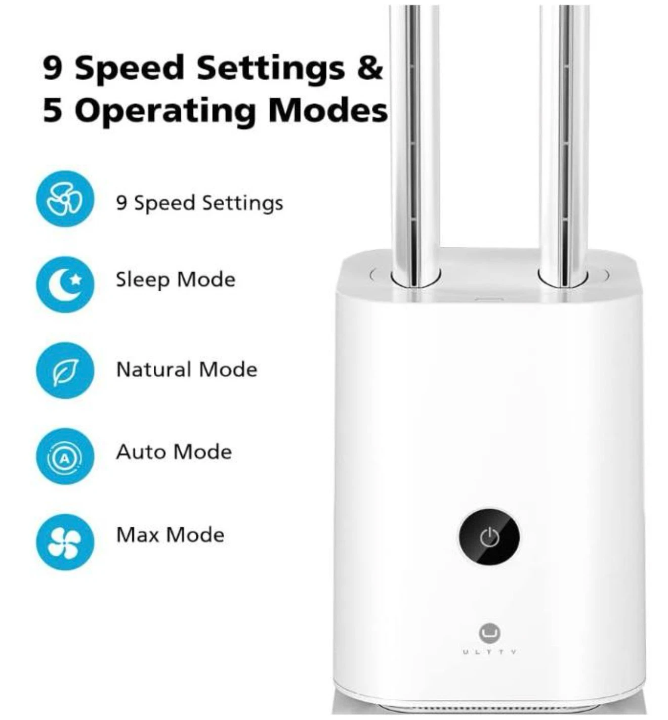 ULTTY Bladeless Oscillating Tower Floor Fan and Air Purifier - photo 2