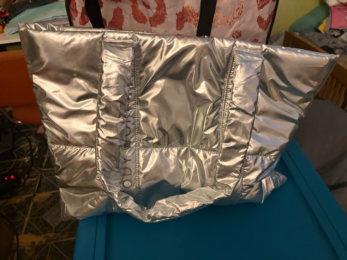 Bath & Body Works Silver Puffer Tote Bag
