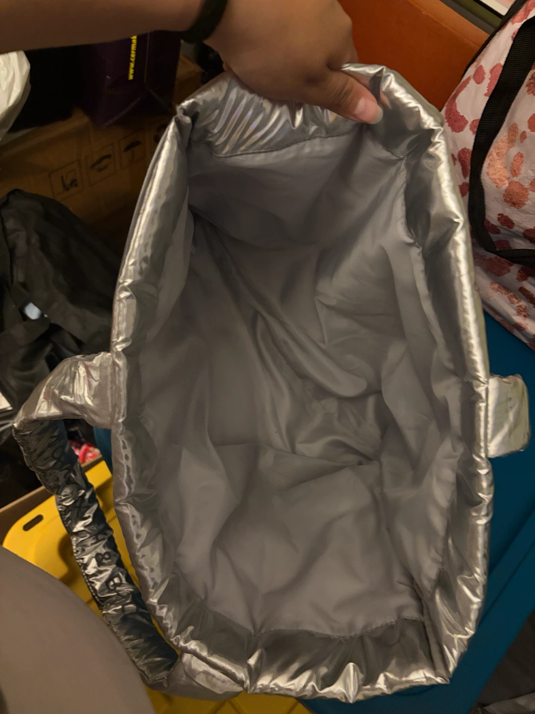 Bath & Body Works Silver Puffer Tote Bag - photo 2