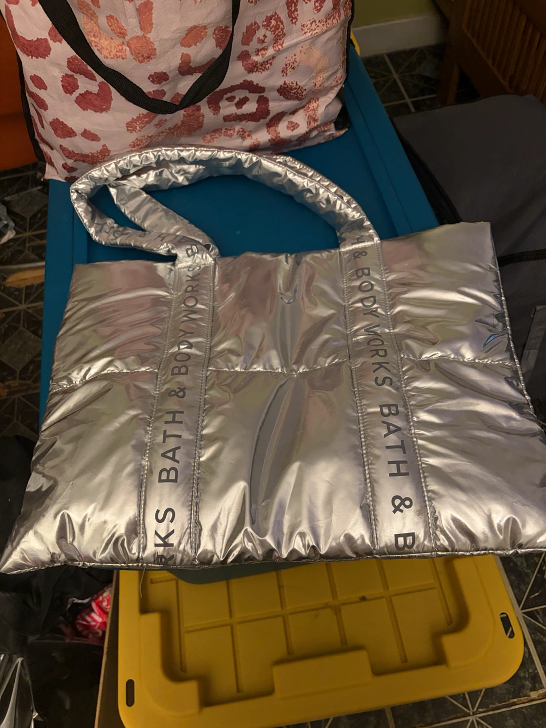 Bath & Body Works Silver Puffer Tote Bag - photo 3