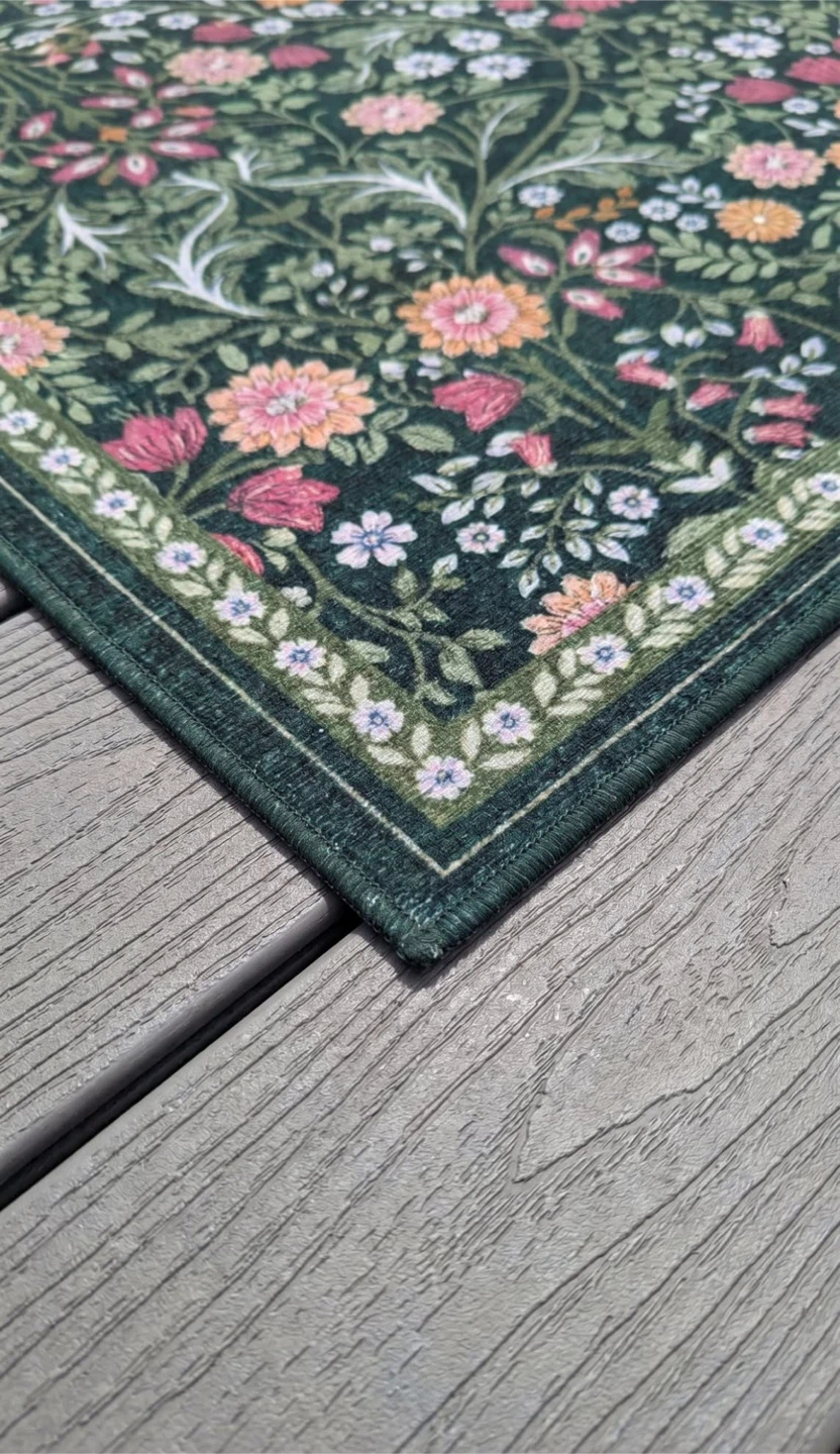 Area Rug, Green Floral, 8x10