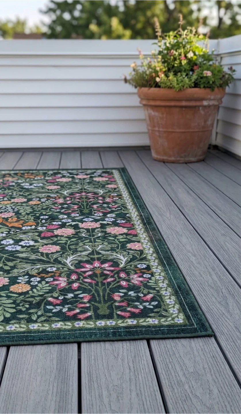 Area Rug, Green Floral, 8x10 - photo 2