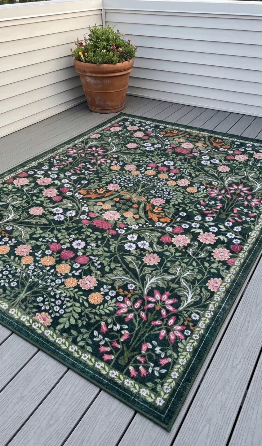 Area Rug, Green Floral, 8x10 - photo 3