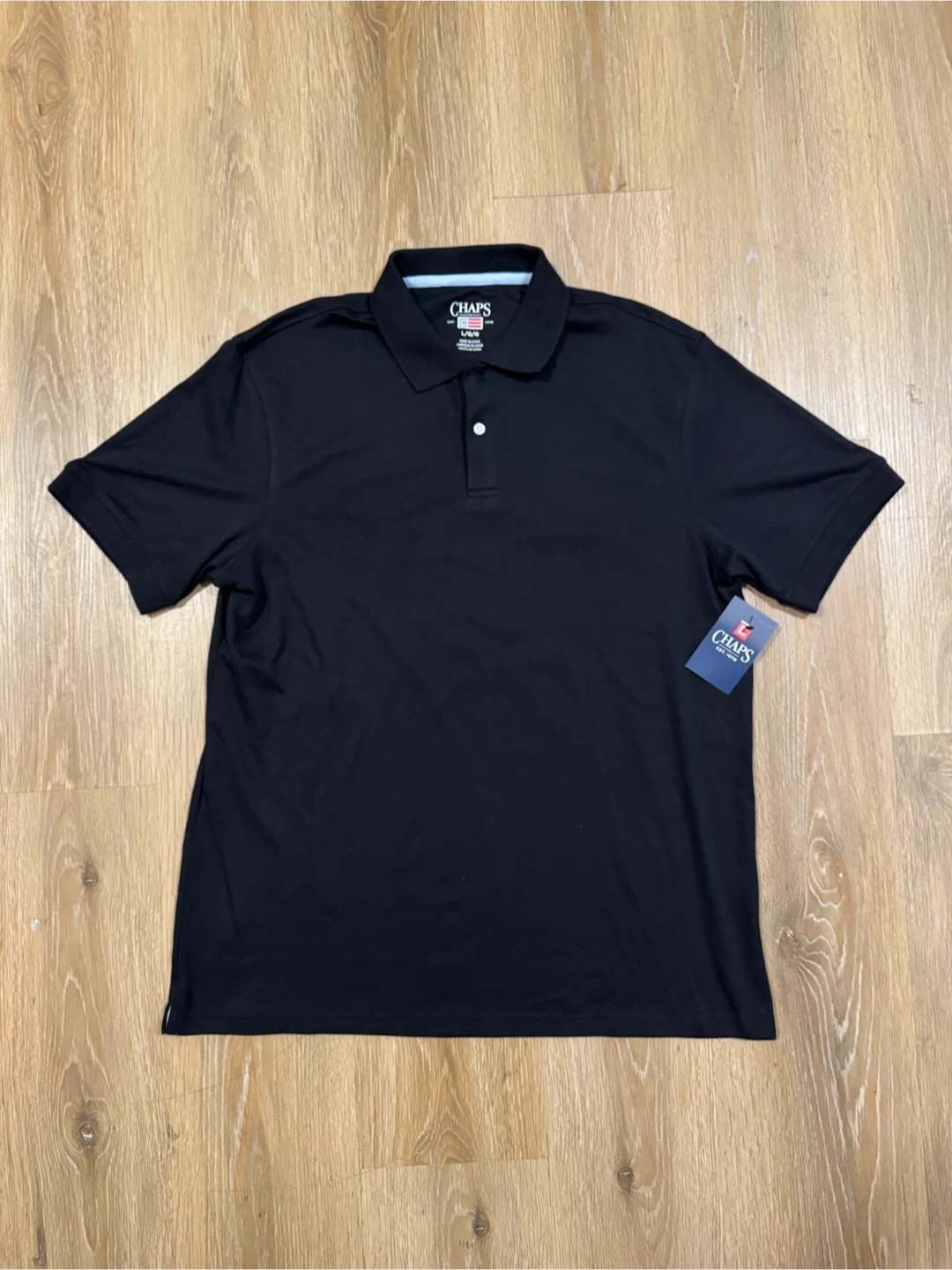 Chaps Mens Black Polo T-Shirt Size Large