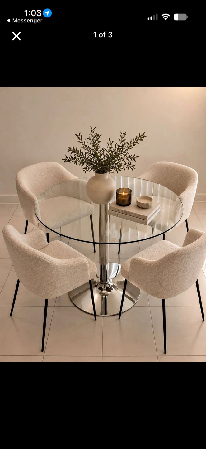 Glass Top Dining Table with Chrome Pedestal Base