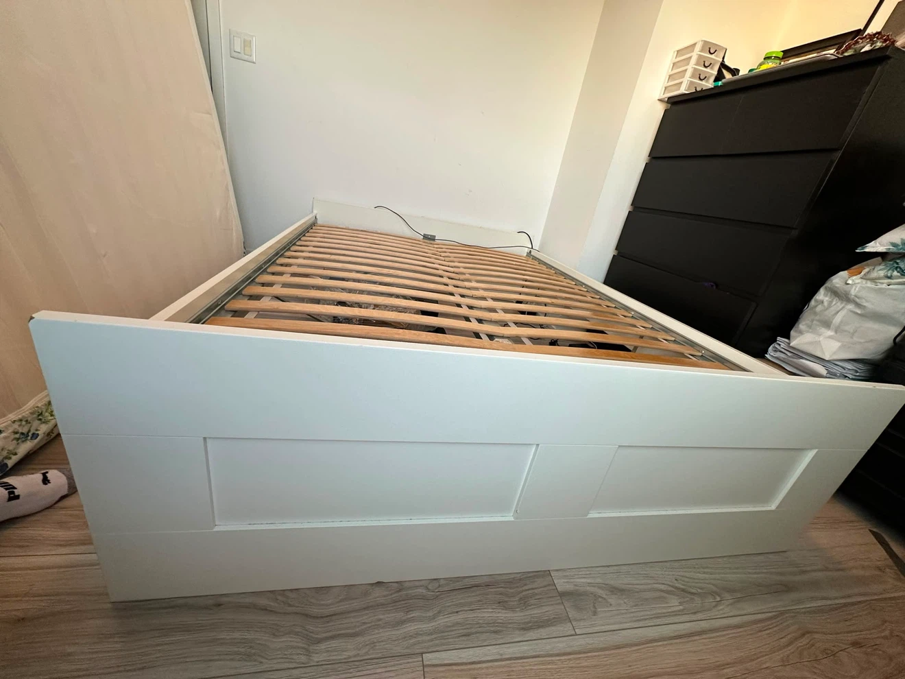 White Wooden Double Bed Frame
