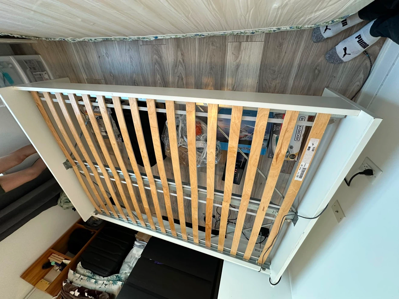 White Wooden Double Bed Frame - photo 4