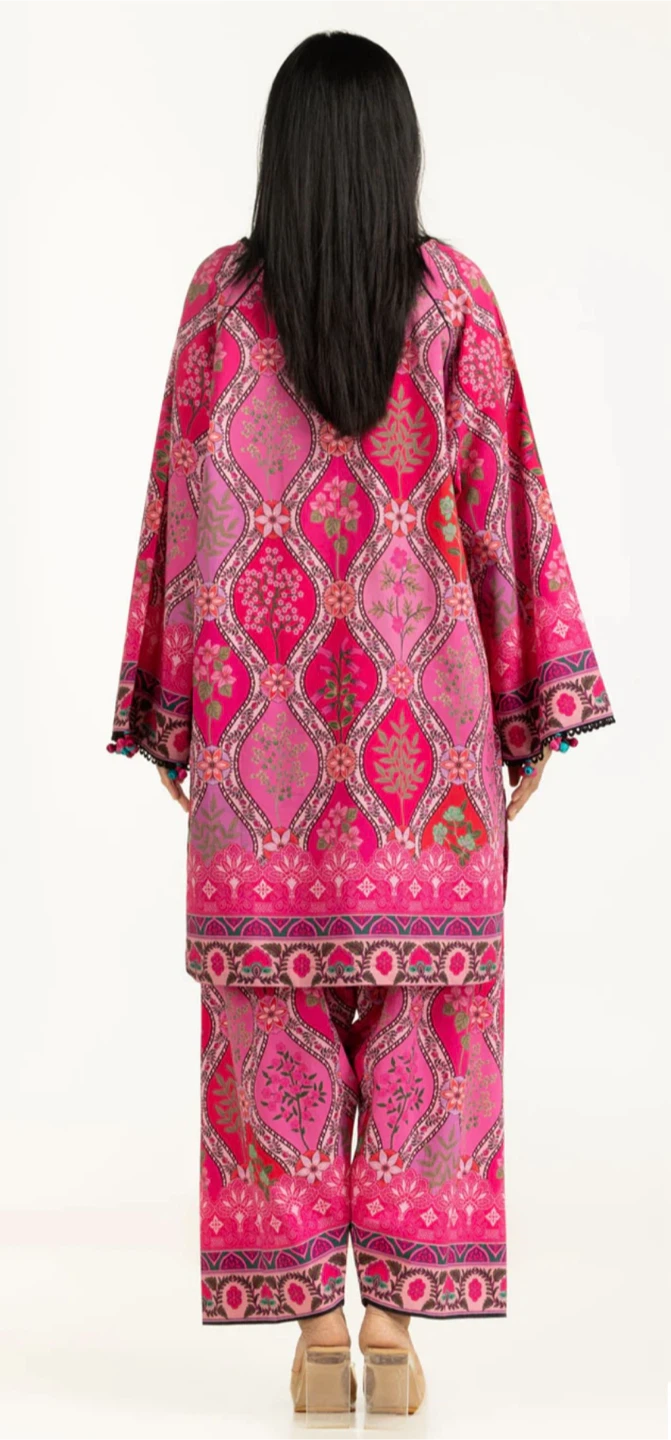 Women's Pink Floral Print Kurti and Pants Set - photo 2
