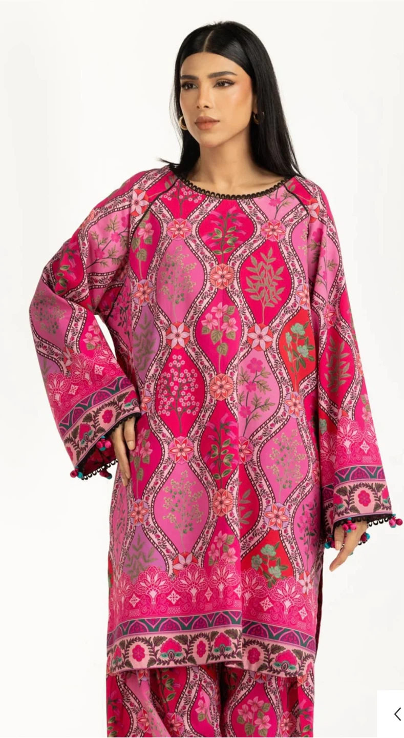 Women's Pink Floral Print Kurti and Pants Set - photo 4