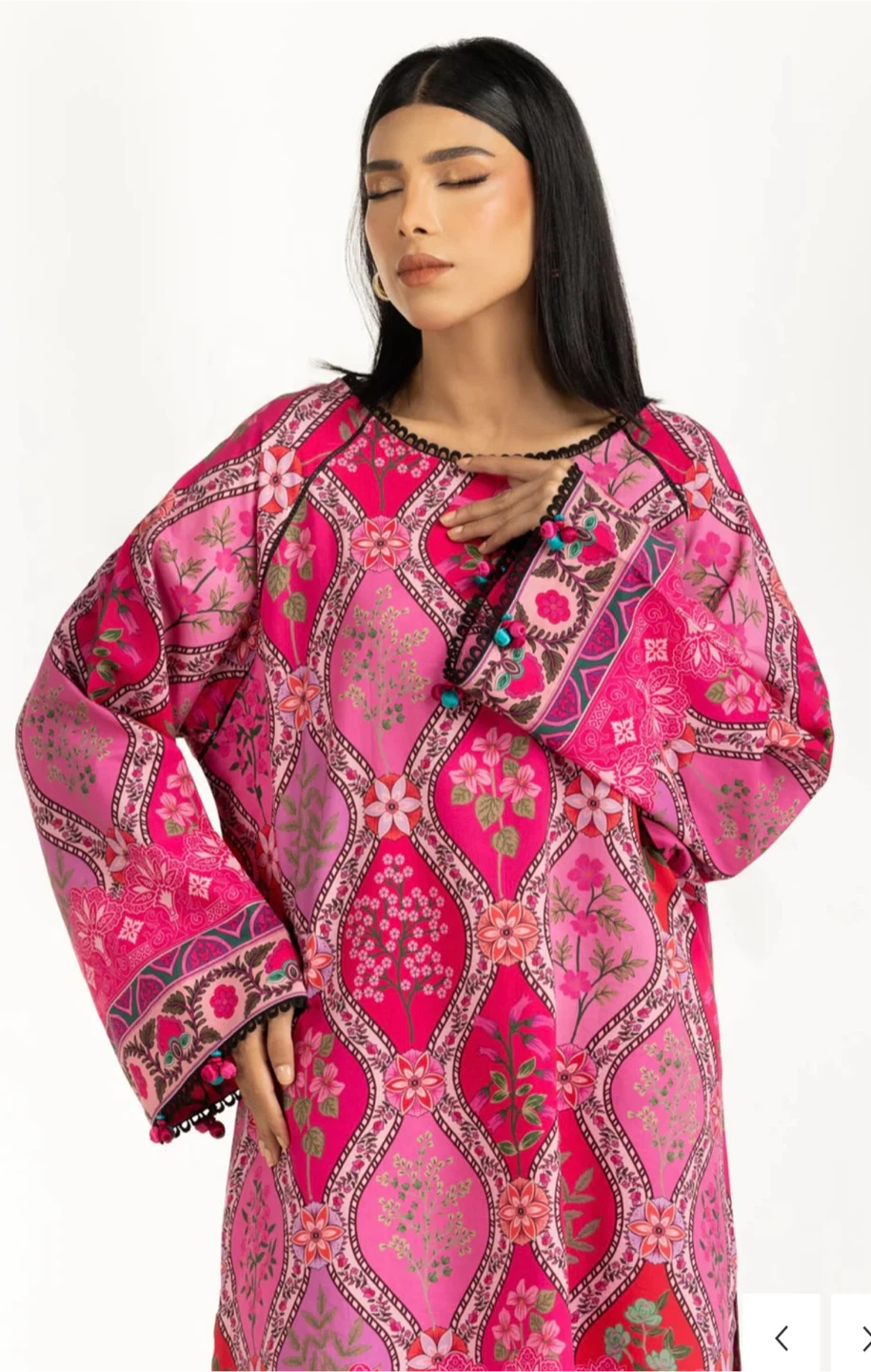 Women's Pink Floral Print Kurti and Pants Set - photo 5