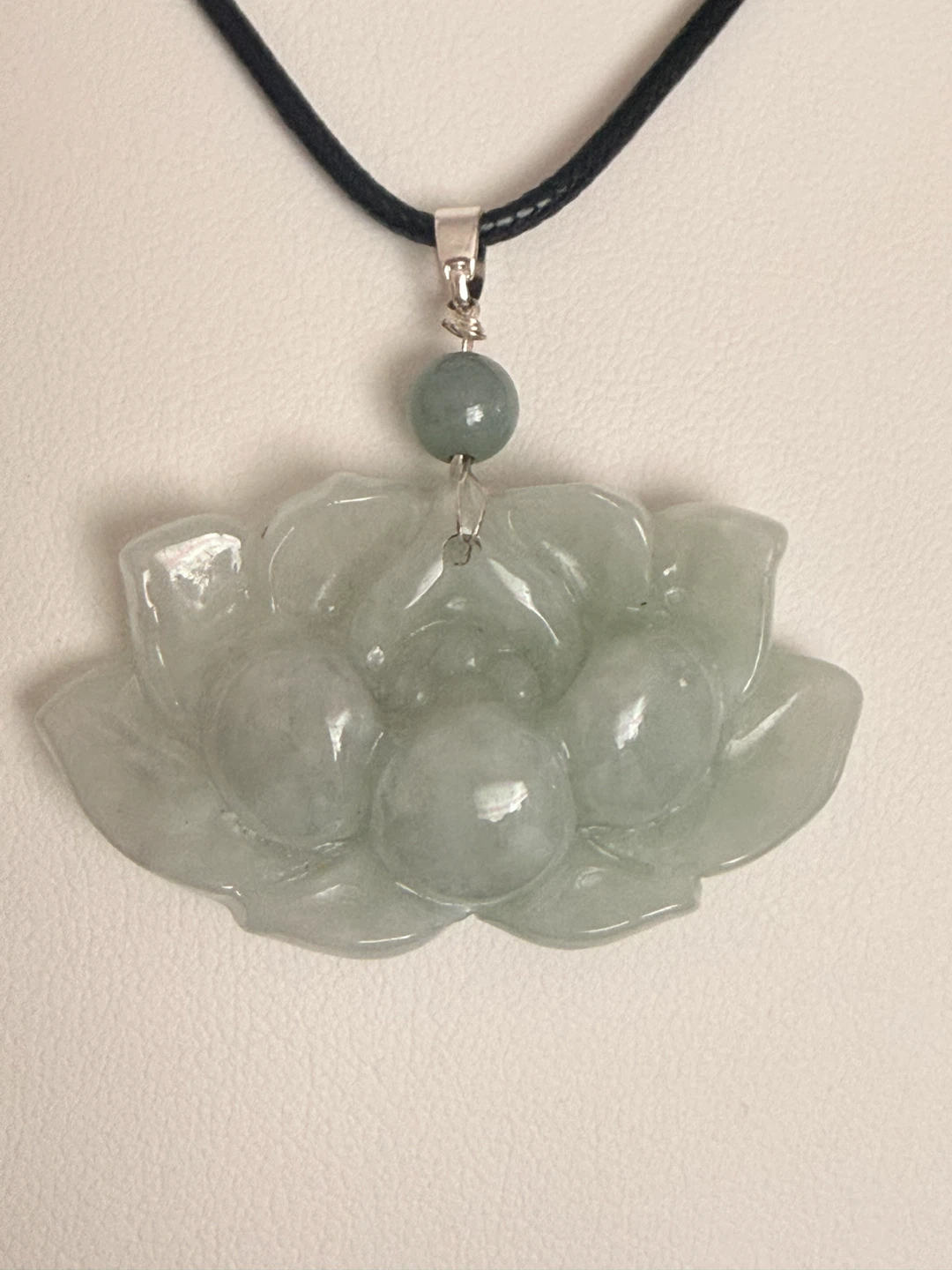 Jade Lotus Flower Pendant Necklace