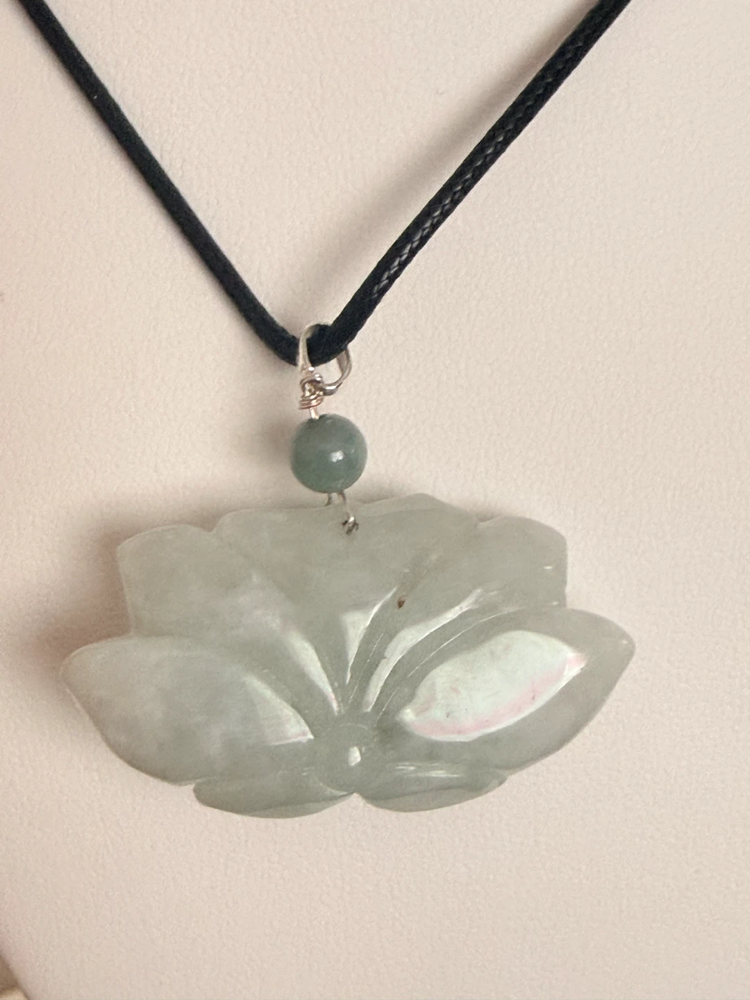 Jade Lotus Flower Pendant Necklace - photo 2