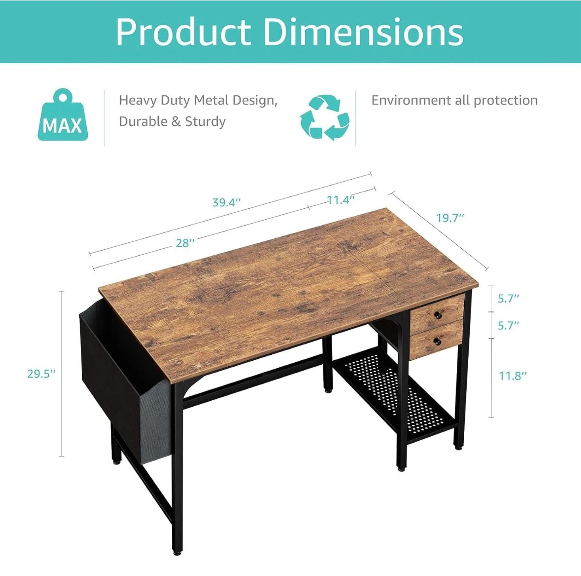 [MOVE-OUT SALE] 40 Inch Computer Desk with Drawers - photo 3